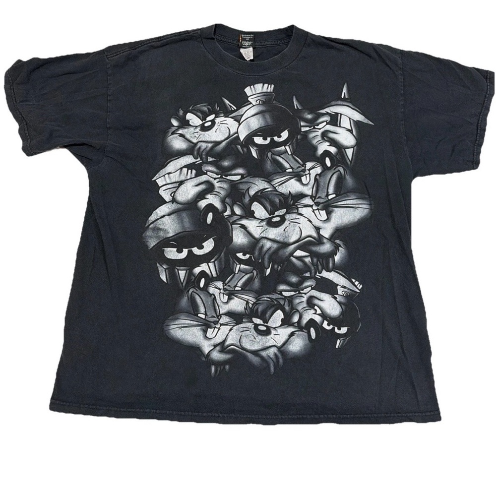 Vintage Y2ks Looney Tunes TShirt Fifth Sun taz bugs Marvin Shadow Pose Black XL